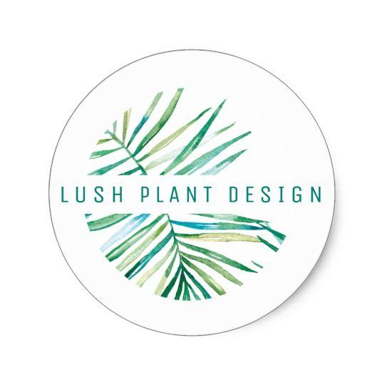 Palm Leaf Logo - MODERN PALM LEAF LOGO lush botanical life green Classic Round ...
