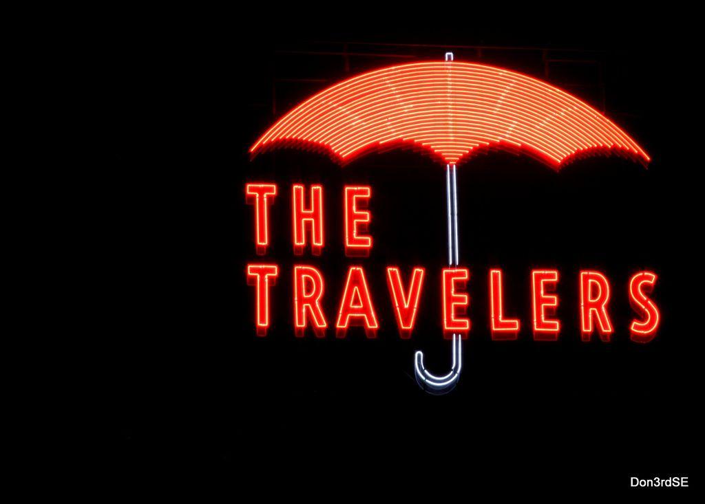 Red Umbrella Travelers Logo - Travelers Sign Moines, IA. The umbrella sign was erec
