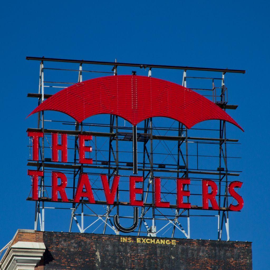 Red Umbrella Travelers Logo - One of the most recognizable features of the Des Moines skyline is