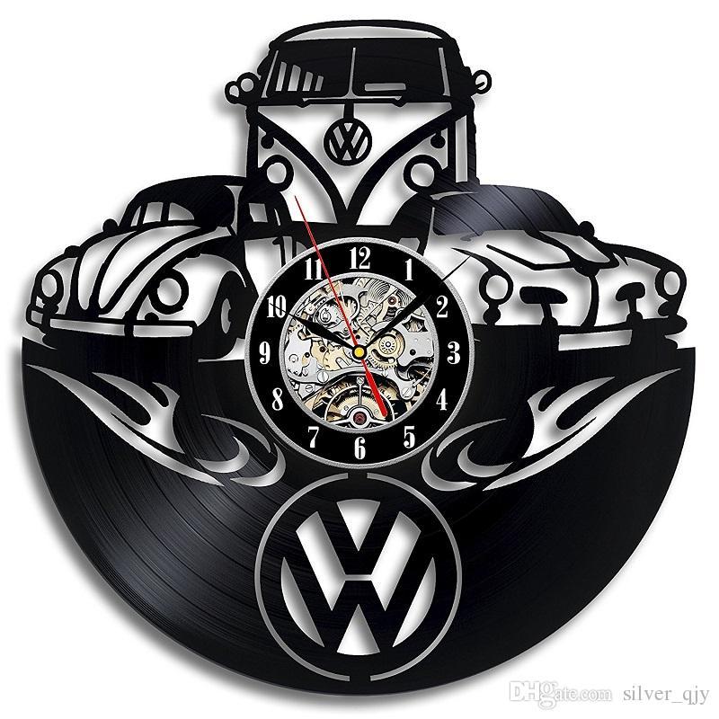 Small VW Logo - Vinyl Wall Clock Fashion Creative Living Room Decoration Volkswagen ...