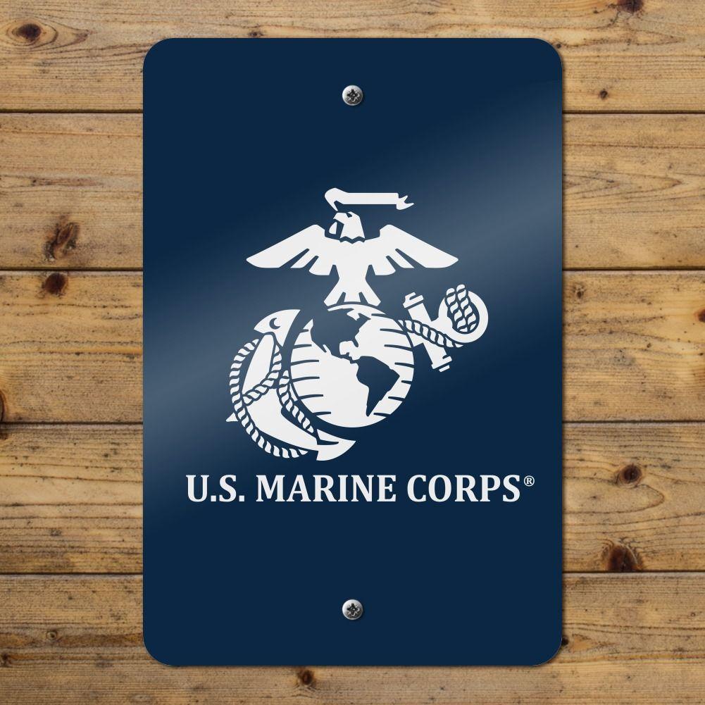 White and Blue U Logo - U.S. Marine Corps USMC White Blue Logo Home Business Office Sign | eBay