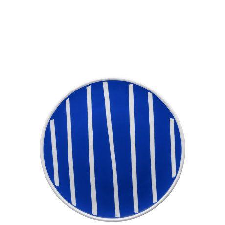 Oval White and Blue Lines Logo - ONO friends Blue White Lines Plate 22 cm. Rosenthal Porcelain