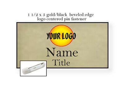 Oval White and Blue Lines Logo - 1 OVAL WHITE / Blue Name Badge Full Color Logo 2 Lines Of Print Pin ...