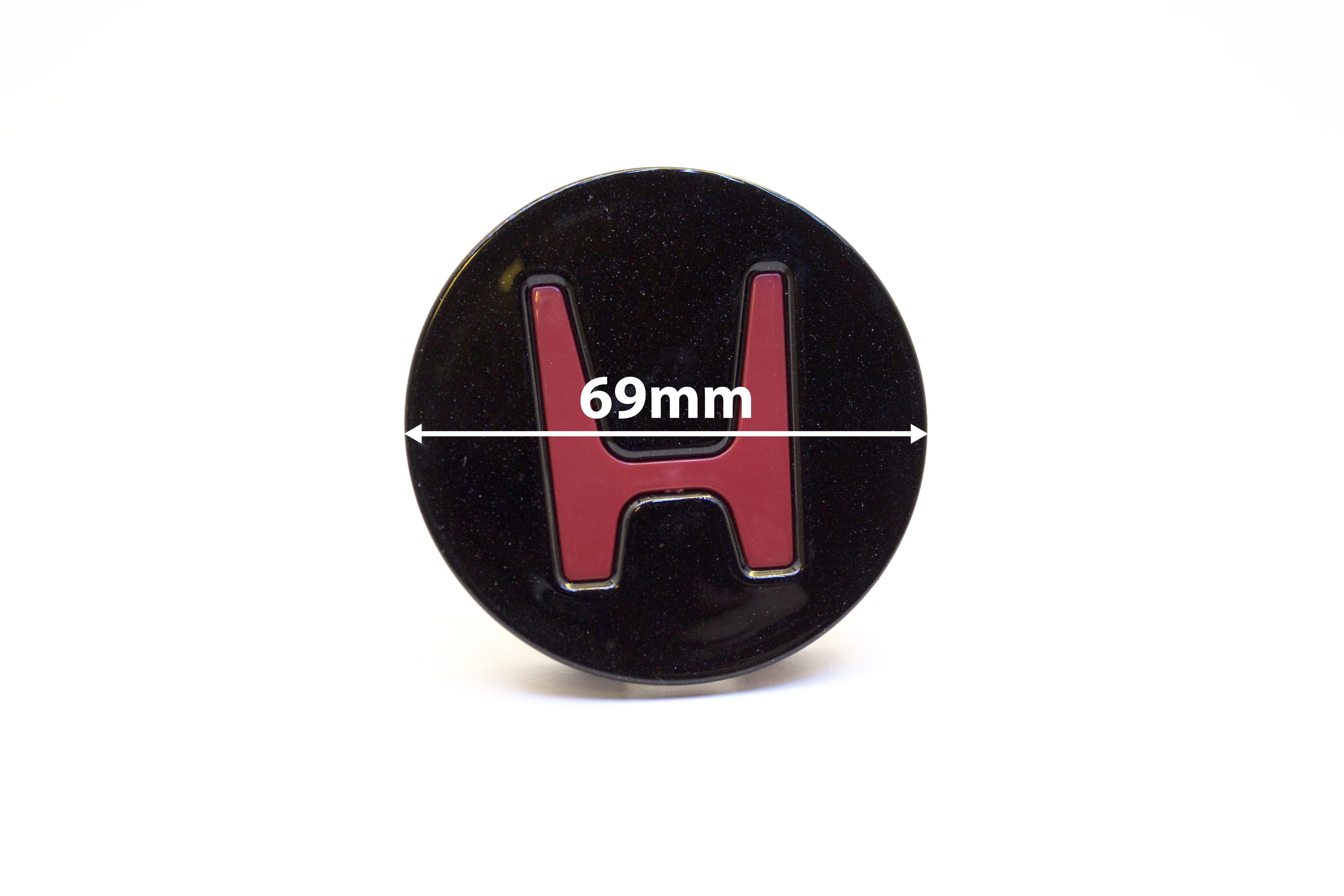 Black and Red H Logo - Wheel Center Caps Honda - Black with Red H - Transceed Performance