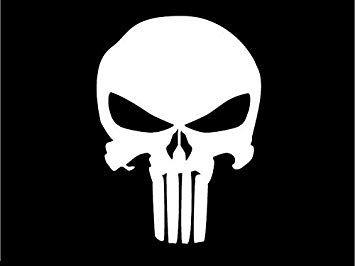 Black and Red H Logo - Punisher Skull Decal Sticker, White, Black, Silver
