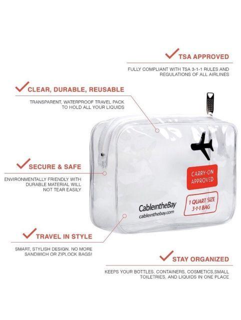 Clear TSA Logo - TSA Approved Clear Travel Toiletry Bag Quart Sized With ZIPPER