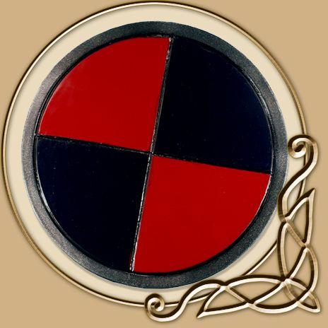 Red Black and Blue Round Logo - LARP RFB Round Shield Red & Black.co.uk