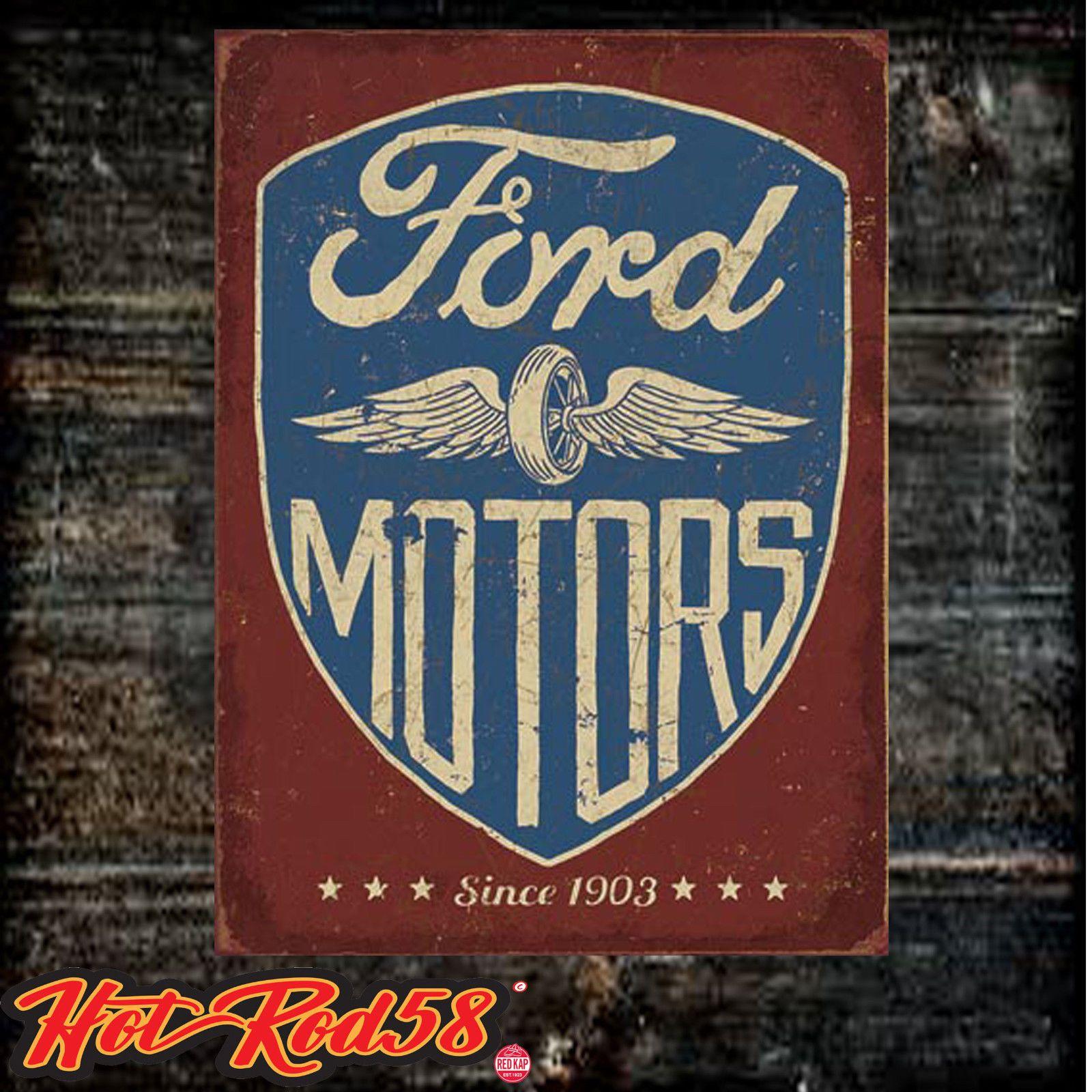 Vintage Automotive Garage Logo - Ford Metal Tin Wall Sign Plaque Motors Logo Crest Vintage Car Garage