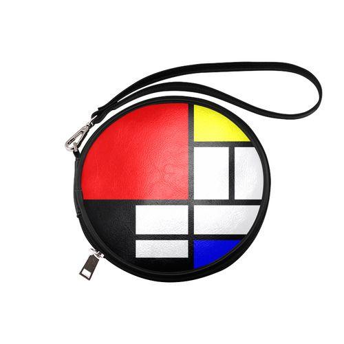 Red Black and Blue Round Logo - Mosaic DE STIJL Style black yellow red blue Round Makeup Bag (Model ...