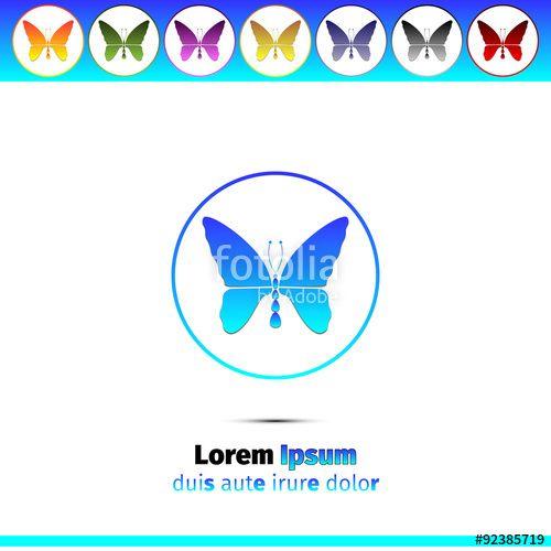 Red Black and Blue Round Logo - Simple round icons with butterfly, red, orange, yellow, green
