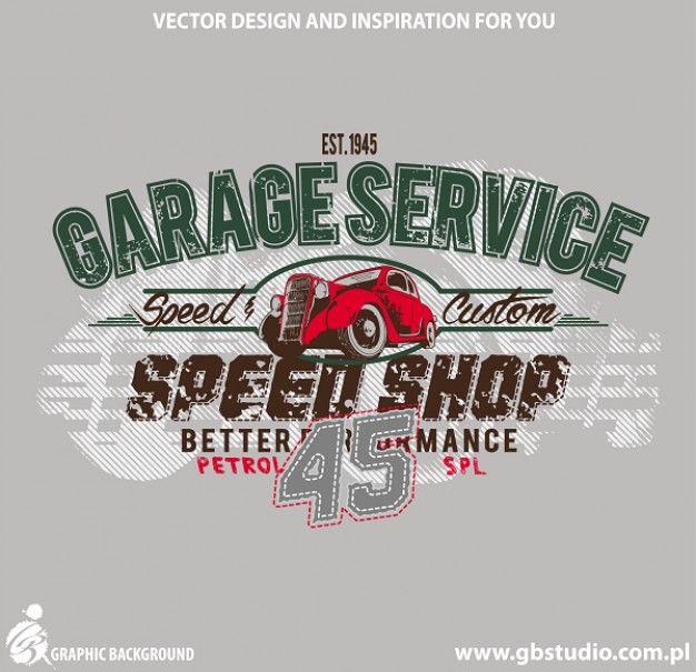 Vintage Automotive Garage Logo - Vintage T Shirt Design By Garage Service. Download Free Background