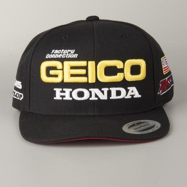 Black GEICO Logo - 100% Geico Honda Snapback Cap Black (Now -38%) - XLmoto.co.uk
