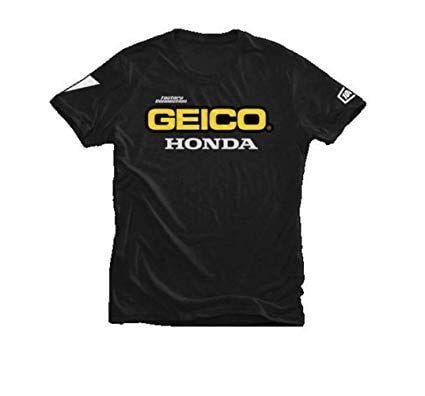 Black GEICO Logo - 100% Geico Honda Standard T Shirt (SMALL) (BLACK): Clothing