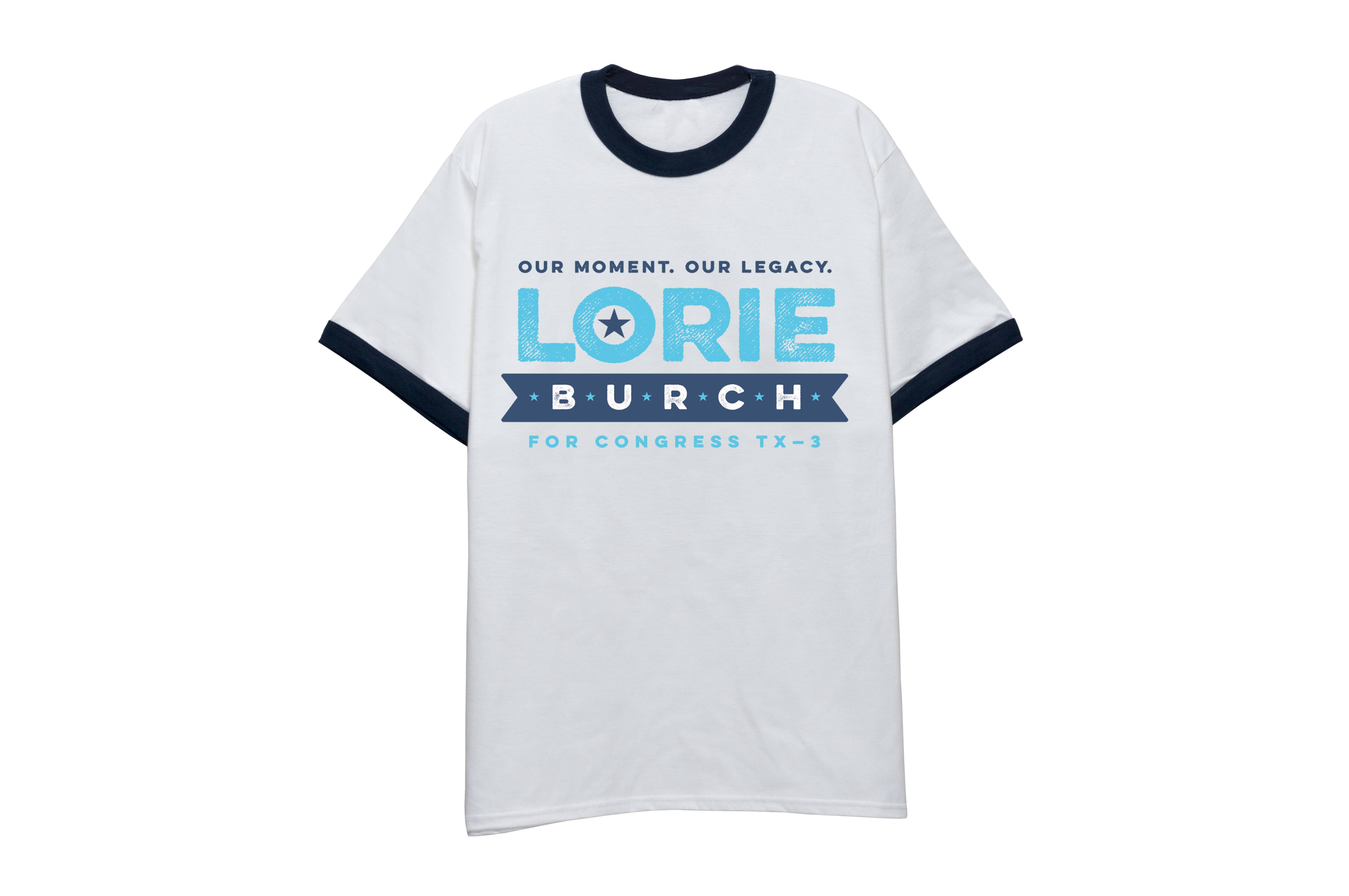 White and Blue U Logo - Lorie Shirt with Blue Text Logo (White and Navy Ringer Tee) - Lorie ...
