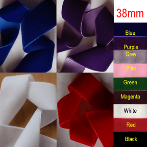 Purple Grey and Red Logo - 38mm Wide Thick Black Velvet String Ribbon 11 Colours Pink Purple