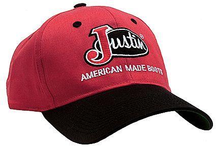 Red and Black Western Logo - Justin® Red with Black Bill Logo Cap - Jacksons Western Store