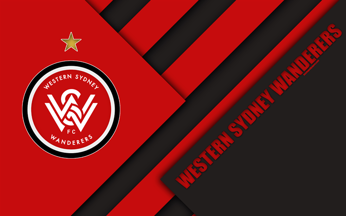 Red and Black Western Logo - Download wallpaper Western Sydney Wanderers FC, 4k, Australian