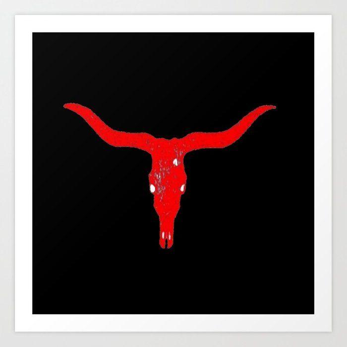 Red and Black Western Logo - Western Red & Black Texas Longhorn Logo Pattern Art Art Print by ...