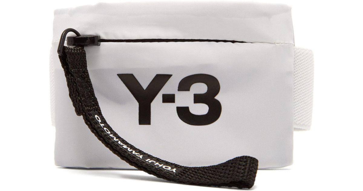 White Y Logo - Y-3 Logo Print Mini Wrist Pouch in White for Men - Lyst