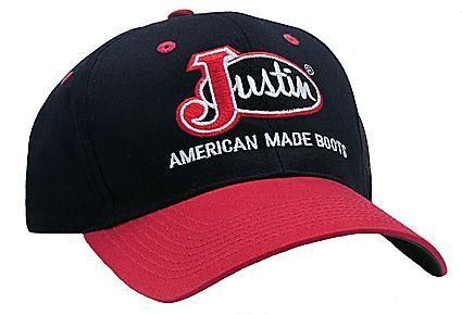 Red and Black Western Logo - Justin® Black with Red Bill Logo Cap - Jacksons Western Store