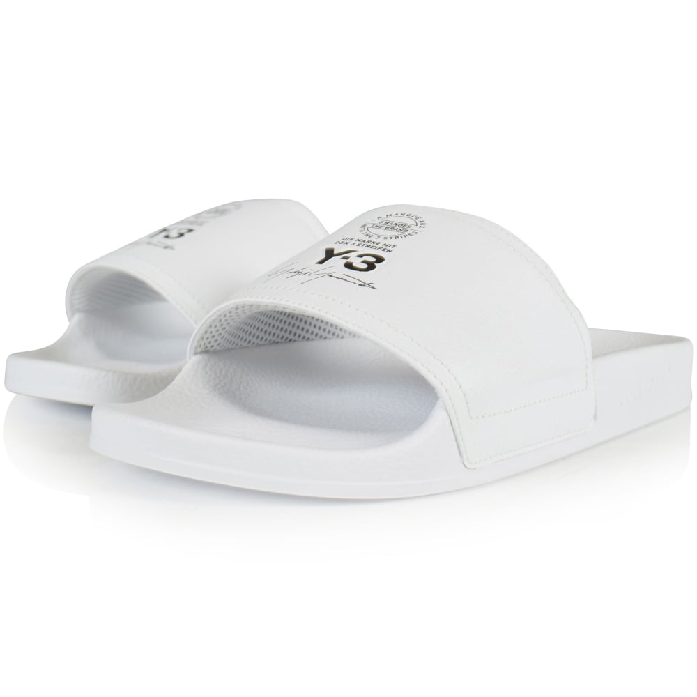 White Y Logo - ADIDAS Y-3 Adidas Y-3 White Logo Sliders - Men from Brother2Brother UK