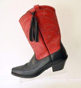 Red and Black Western Logo - Ariat Red & Black Western Cowboy Cowgirl Leather Boots w Tassels