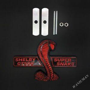 Red Shelby Logo - NEW Mustang RED Cobra Snake GT500 GRILL BADGE Shelby Metal Front ...