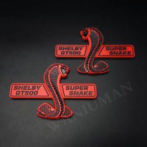Red Shelby Logo - NEW 2 Red Shelby GT500 SVT Super Snake Side Fender Emblem Badge