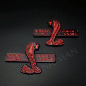 Red Shelby Logo - NEW 2x Red Shelby GT500 SVT Super Snake Side Fender Emblem Badge ...