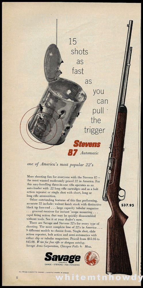 Old Savage Arms Logo - SAVAGE 87 Automatic .22 Rifle PRINT AD Old Gun Advertising