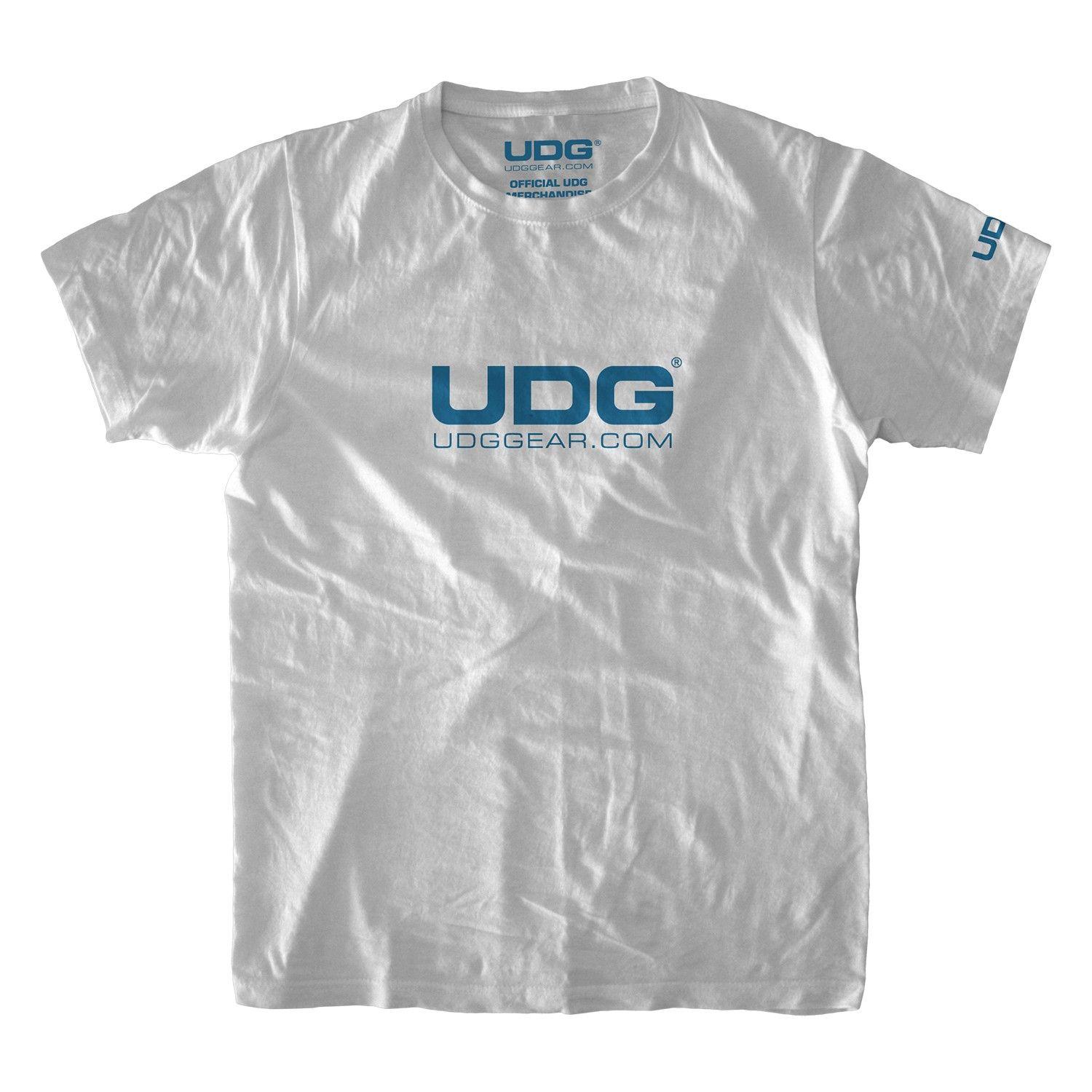 White and Blue U Logo - UDG T-Shirt UDGGEAR Logo White/ Blue | Ultimate DJ Gear | UDG Gear