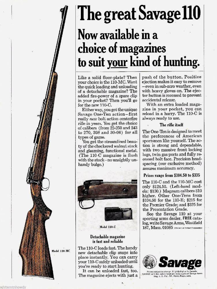 Vintage Savage Guns Logo - 1967 SAVAGE 110 110-MC 110-C Hunting Rifle AD #Savage | Guns ...