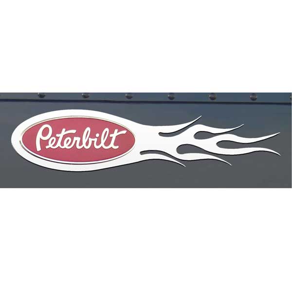 Peterbilt Logo - Peterbilt Exterior: Peterbilt Side Hood Scorch Logo Trim | Iowa80.com