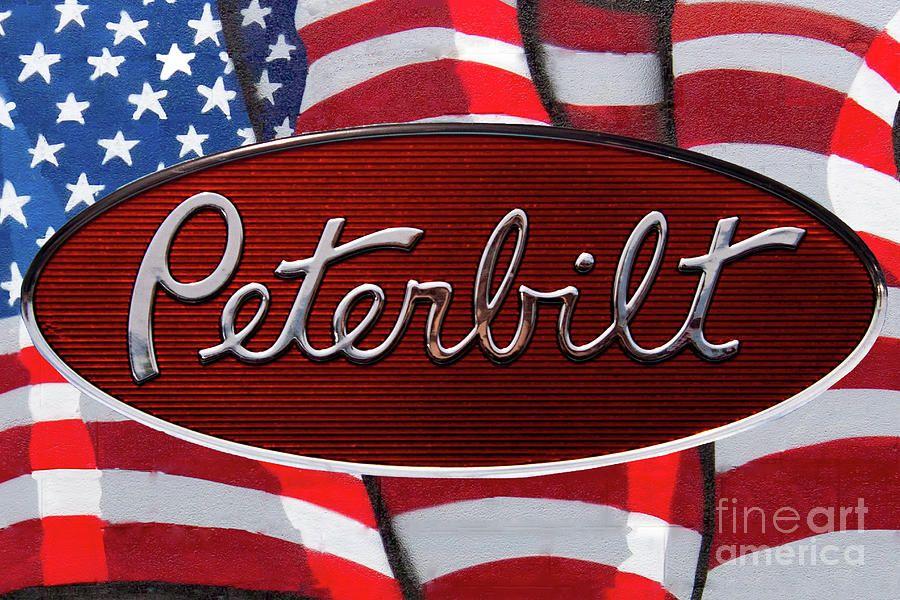 Peterbilt Logo - Peterbilt Emblem On American Flag Photograph
