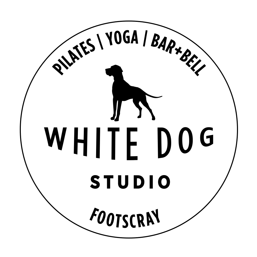 Black and White Dog Logo - Timetable. White Dog Studio Yoga & Pilates Melbourne