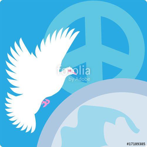 Pacific Globe Logo - peace logo, symbols set, globe background with bird & pacific Stock