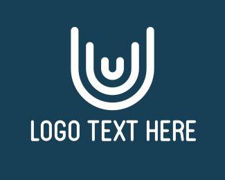 White and Blue U Logo - Letter U Logo Maker