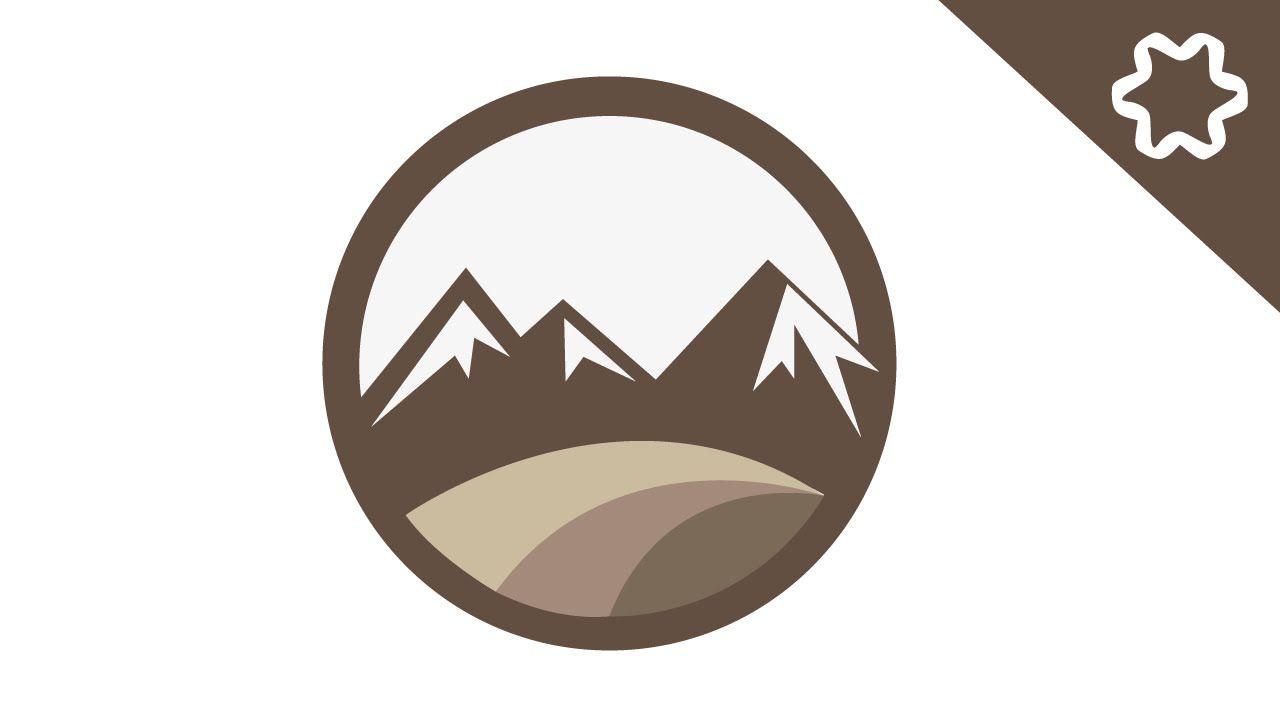 Circle Mountain Logo - Professional Mountain Logo Design Tutorial / How to design Mountain ...