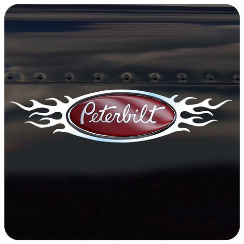 Peterbilt Logo - Peterbilt Double Flame Stainless Steel Emblem Trim (#LTP-022 ...