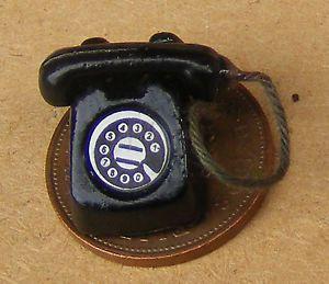 Old Black Scale Logo - 1:12 Scale Black Old Style Telephone Dolls House Miniature Accessory