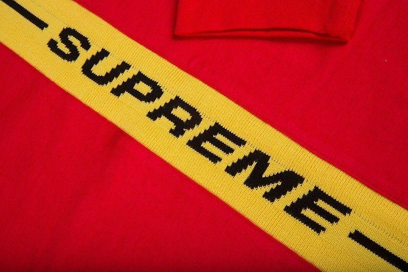Yellow and Red L Logo - SUPREME L/S TOP | VERTICAL LOGO STRIPE L/S TOP| FW18 | RED