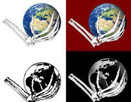 Red Hands-On Globe Logo - logo for globe in hand