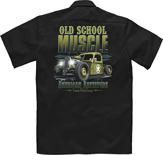 Old School Mechanic Shop Logo - Velocitee Speed Shop Mens Mechanic Garage Work Shirt Old School