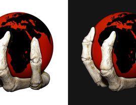 Red Hands-On Globe Logo - logo for globe in hand