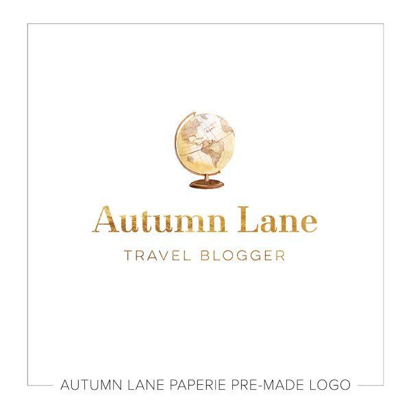 Gold Globe Logo - Rustic Brown & Gold Globe Logo I91. Autumn Lane Paperie