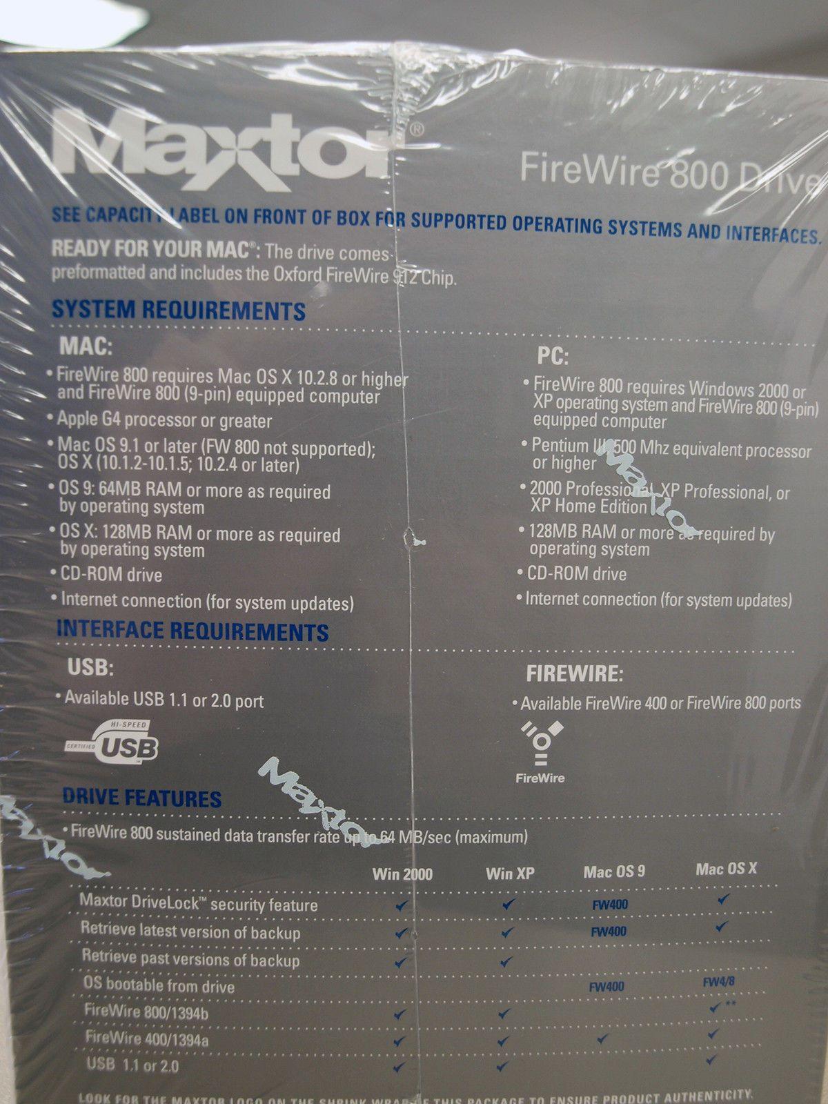 Maxtor Logo - Maxtor One Touch II FireWire 800 Edition 200gb External Hard Drive