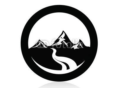 Circle Mountain Logo - Mountain peaks in circle logo Clipart Image