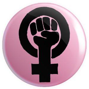 Pink Button Logo - Pink Feminism Fist Logo BUTTON PIN BADGE 25mm 1 INCH Feminist