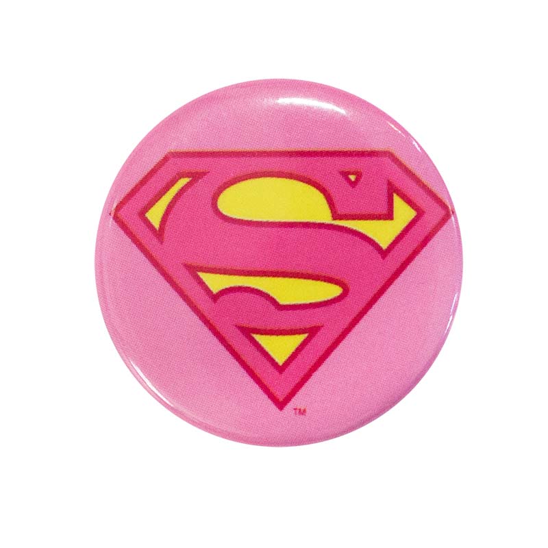 Pink Button Logo - Superman Supergirl Pink Logo Button | SuperheroDen.com