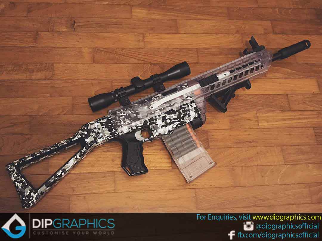 Camo Nerf Logo - Nerf Retaliator Hydro Dipped In Arctic Camouflage Pattern | DipGraphics